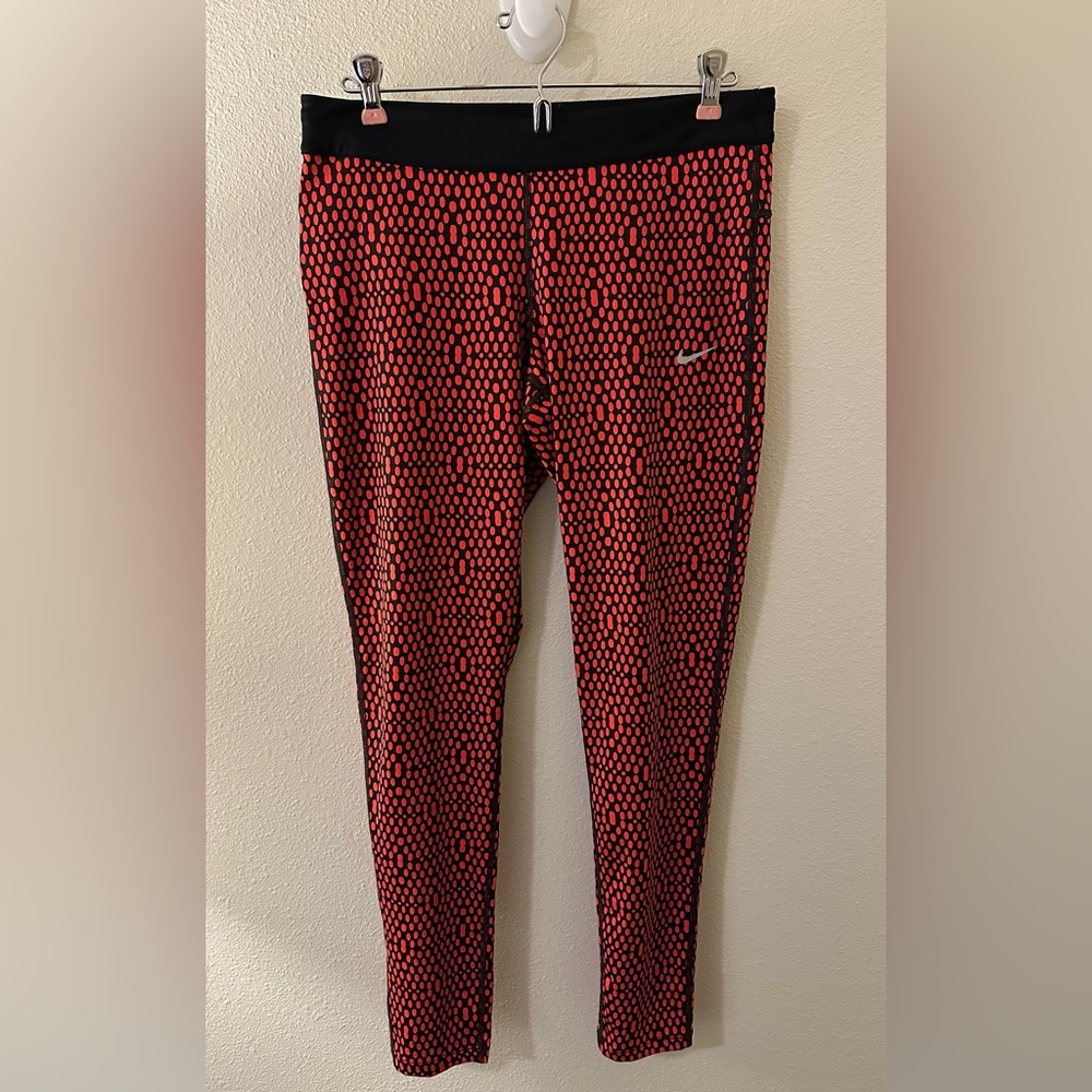 Nike Women’s Red/Black Dot Realy Dri-Fit Stay Warm Ankle Legging Tight (large)